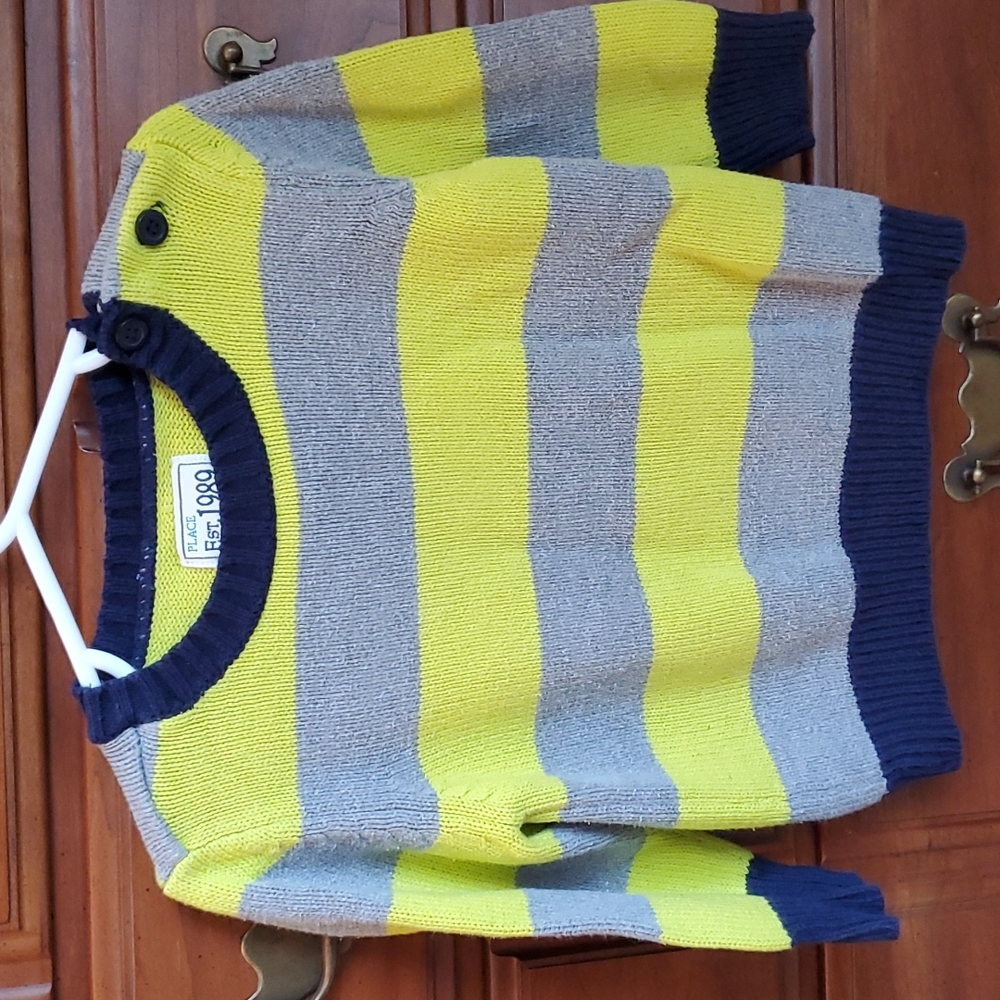 Green Gray Wide Striped Sweater